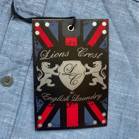Lions Crest by English Laundry Men’s Chambray Blue Button Down Shirt NEW 3XL - Picture 3 of 6